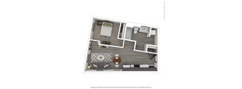 A 3D rendered image of a modern apartment.