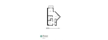 a floor plan for a unit with a bedroom and a bathroom