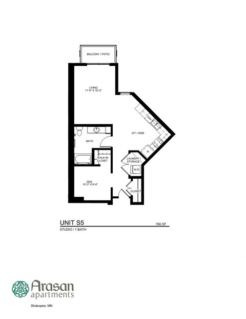 a floor plan for a unit with a bedroom and a bathroom
