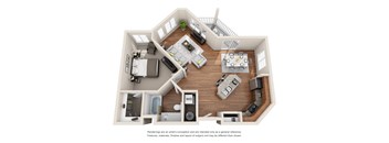 1 Bed 1 Bath Floor plan at Harrington Square, Renton, WA