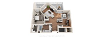 1 Bed 1 Bath Floor plan at Harrington Square, Renton