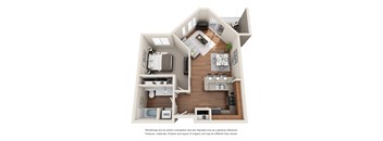 1 Bed 1 Bath Floor plan at Harrington Square, Renton, WA