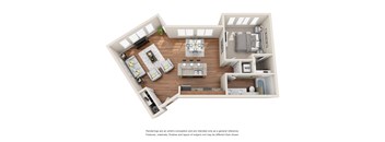 1 Bed 1 Bath Floor plan at Harrington Square, Renton, WA