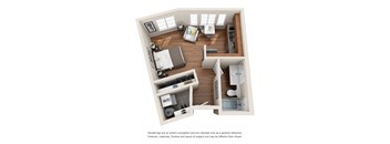 1 Bed 1 Bath Floor plan at Harrington Square, Renton