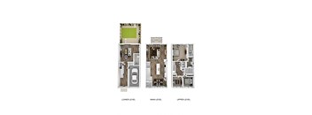 a floor plan of a house with three different floor plans