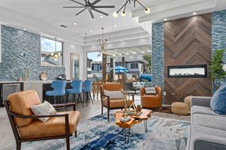 a living room filled with furniture and a fire place
