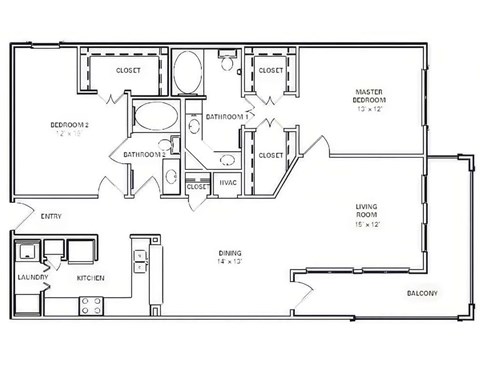A black and white image of a floor plan for a house.