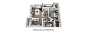 Hawthorne Floorplan 1 Bed 1 Bath