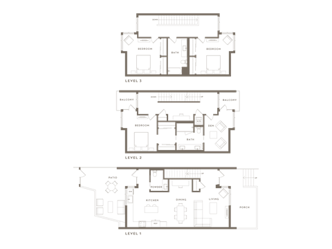 a blueprint of a house with three different floor plans