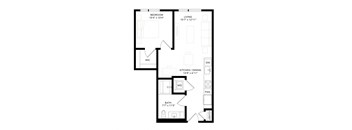 a floor plan of a 1 bedroom floor plan