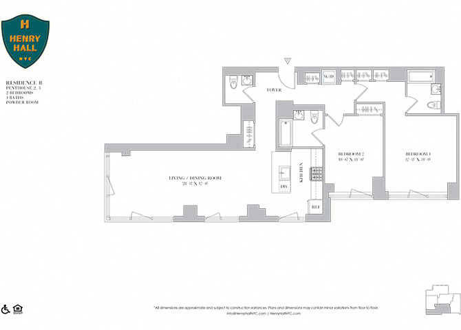 2B-9 Two bedroom Three Bathrooms