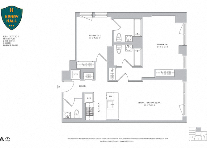 2B-3 Two bedroom Two and a half bathrooms