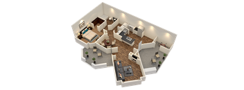 Humboldt - 3D floor plan - 848 SQFT