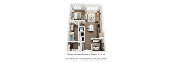 A floor plan of an apartment showing the layout of the rooms.