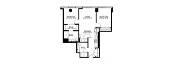 the floor plan of the second level of the house has a combination of bedrooms and