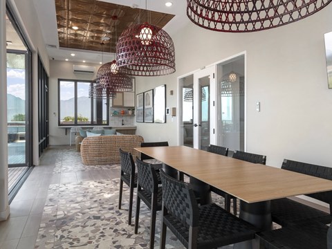 Long Dining Table in chairs at Upper West, West Jordan Utah