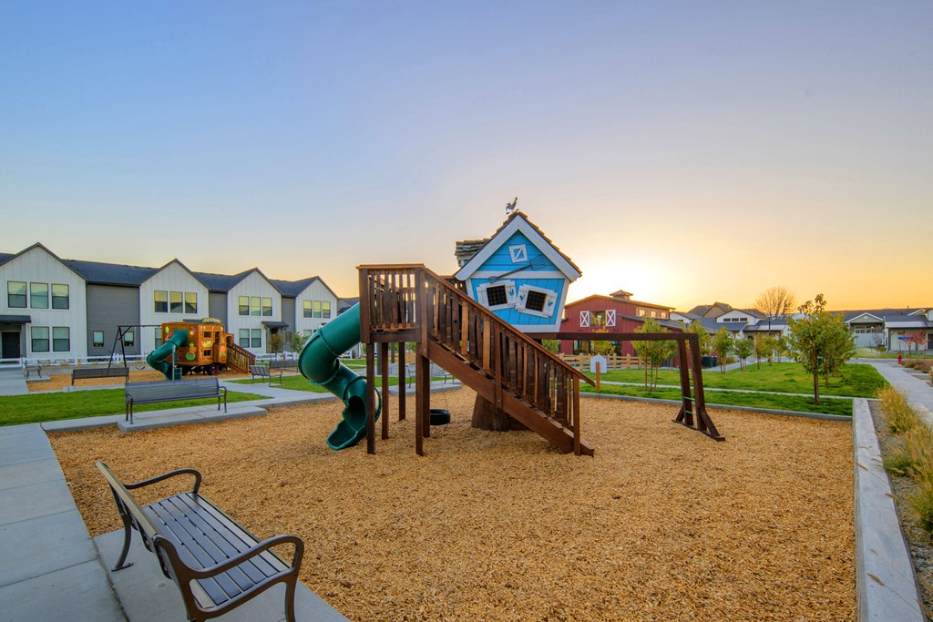 the preserve at ballantyne commons playground with slides and playground equipment
