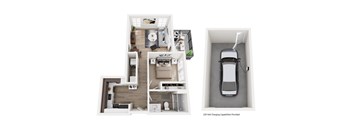 A diagram of a house with a car charging station.