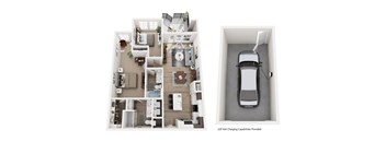 A diagram shows a car charging station in a house.