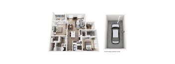 A diagram of a house with a car charging station.