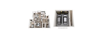 A diagram shows a two-bedroom apartment and a parking space with 200 volts charging capabilities.
