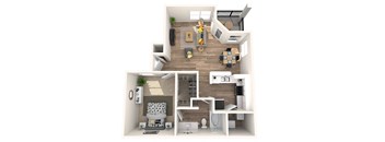 bedroom floor plan an open concept living room and kitchen with a wood floor