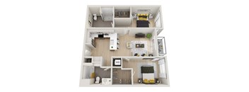 2 Bedroom A Floor Plan at Ion Town Center, Shoreline, 98133