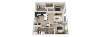 2 Bedroom A2 Floor Plan at Ion Town Center, Shoreline Washington