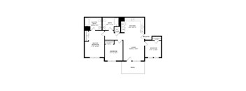 A black and white floor plan of a house with labeled rooms.