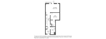 a floor plan of a unit with a bedroom and a living room