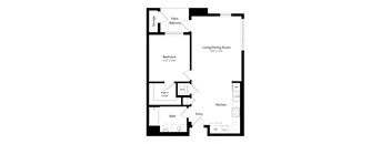 a floor plan of a unit with a bedroom and a living room