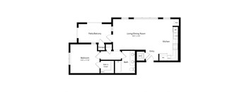 a floor plan of a house with a bedroom and a living room