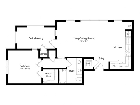 a floor plan of a house with a bedroom and a living room