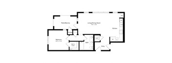 a floor plan of a house with a bedroom and a living room