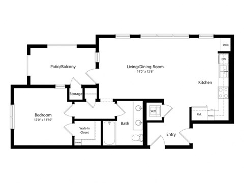 a floor plan of a house with a bedroom and a living room