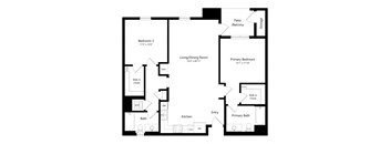 a floor plan of a living room and a bedroom