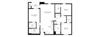 a floor plan of a living room and a bedroom
