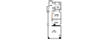 a floor plan of a small house with a bedroom and a living room