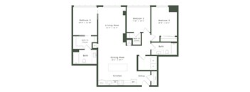 A black and white image of a house floor plan.