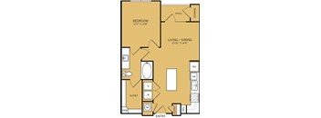 One bedroom Floorplan at The Kelley at Samuels Ave, Fort Worth, Texas
