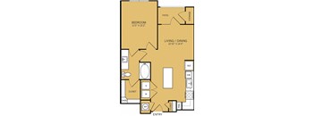 1 Bedroom 1 Bath Floorplan at The Kelley at Samuels Ave, Texas