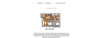 2 Bed 2 Bath Floorplan at La Contessa Luxury Apartments, Laredo