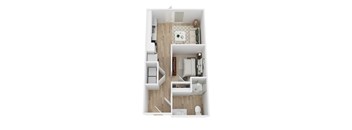 A top down view of the live work studio floorplan.