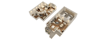 La Plata Townhome - 3D floor plan - 1071 SQFT