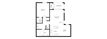 1 Bed 1 Bath 743 Sq. Ft. Floor Plan at Lakeview 88, Spring Valley