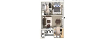 PLAN A 1bd 1bth Floor Plan at The Landing at Ocean View Hills, San Diego, CA, 92154