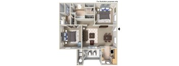 PLAN C- 2 bd 2 bth Floor Plan at The Landing, San Diego, CA, 92154