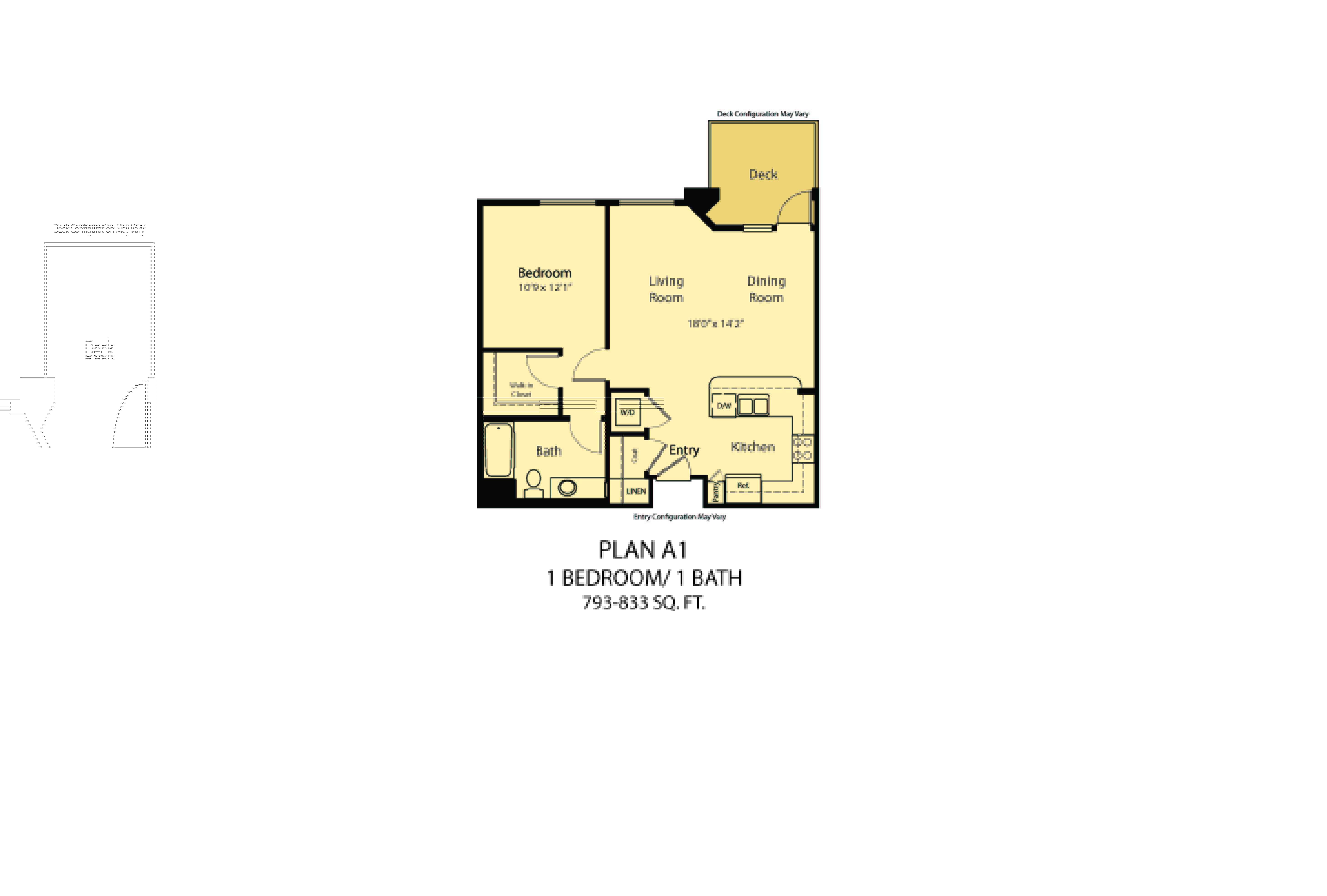 A floor plan of a one bedroom apartment with a bathroom and a living room.