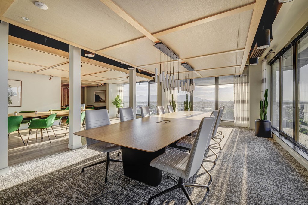 Coworking area with a large table and chairs