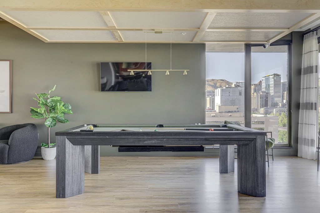 Pool Table near a TV